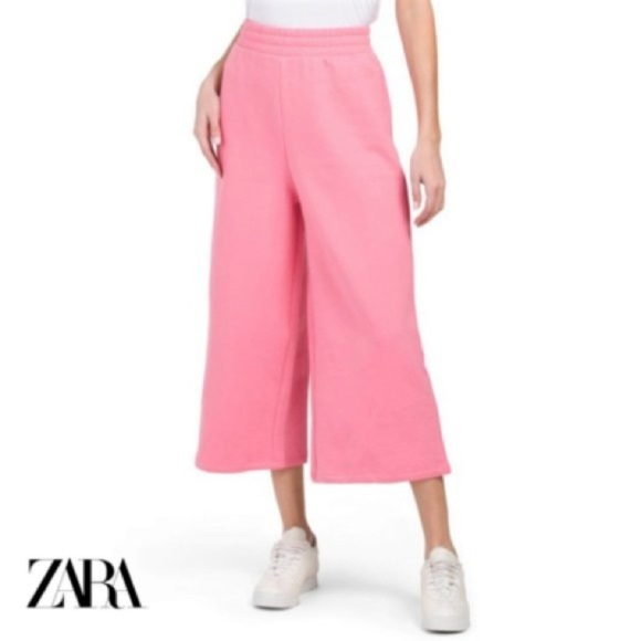 Zara Pants - Zara Women's Wide Leg Cropped Soft Cotton Lined Casual Active Pants Sz: S